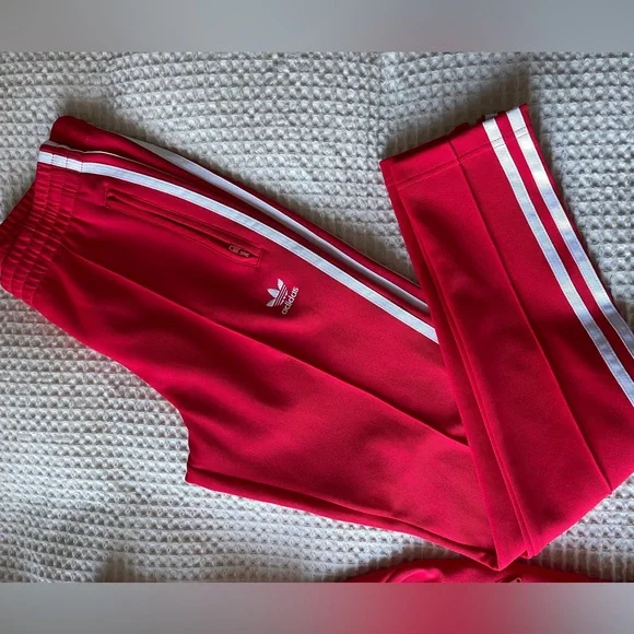 ADIDAS originals jacket S & pants XS, Womens SST Red Track Suit tricolor - Picture 4 of 10